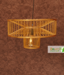 Farmhouse Burlywood Drum Bamboo Ceiling Pendant Chandelier Lamp Shade