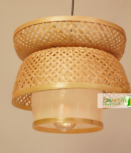 Bamboo Lotus Pendant Designer Double Layer Hanging Chandelier Lamp Shade