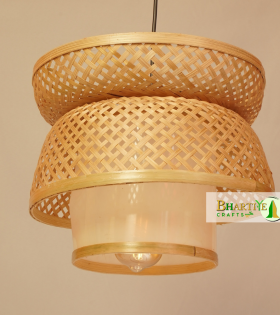 Bamboo Lotus Pendant Designer Double Layer Hanging Chandelier Lamp Shade