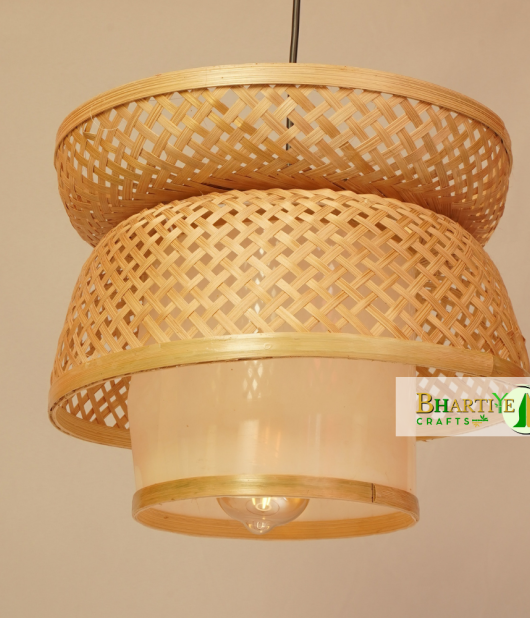 Bamboo Lotus Pendant Designer Double Layer Hanging Chandelier Lamp Shade