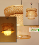 Bamboo Lotus Pendant Designer Double Layer Hanging Chandelier Lamp Shade