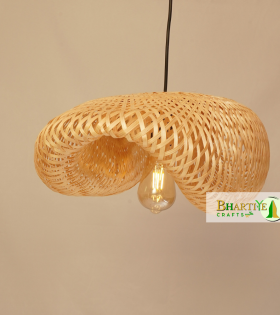S Curve Unique Handmade Woven Bamboo Hanging Rattan Chandelier Lamp Shade