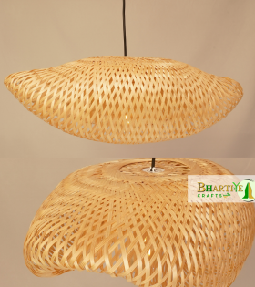 S Curve Unique Handmade Woven Bamboo Hanging Rattan Chandelier Lamp Shade