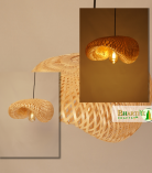 S Curve Unique Handmade Woven Bamboo Hanging Rattan Chandelier Lamp Shade