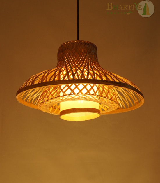 Handmade Bamboo Hanging Pendant Lamp – Sustainable Decor | Bhartiye Crafts