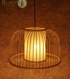 Bhartiye crafts Bamboo cage Pendant Lamp |Premium Tripura Artisan Hanging Light