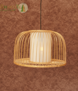 Bhartiye crafts Bamboo cage Pendant Lamp |Premium Tripura Artisan Hanging Light