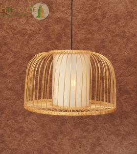 Bhartiye crafts Bamboo cage Pendant Lamp |Premium Tripura Artisan Hanging Light
