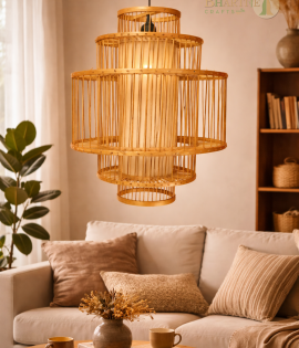 Bhartiye crafts Bamboo Hanging Lamp – Handcrafted by Tripura Artisans