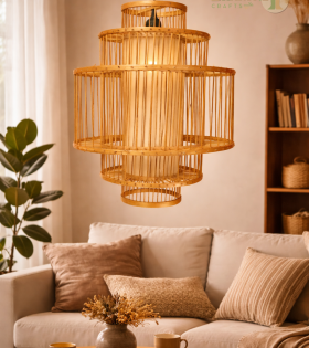 Bhartiye crafts Bamboo Hanging Lamp – Handcrafted by Tripura Artisans