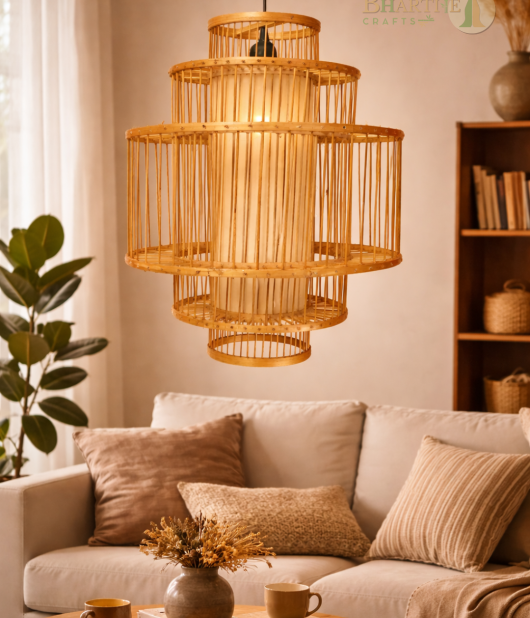 Bhartiye crafts Bamboo Hanging Lamp – Handcrafted by Tripura Artisans