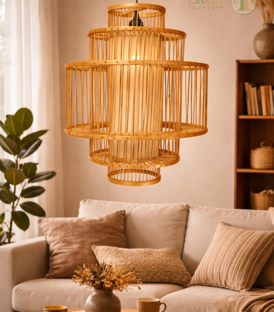 Bhartiye crafts Bamboo Hanging Lamp – Handcrafted by Tripura Artisans