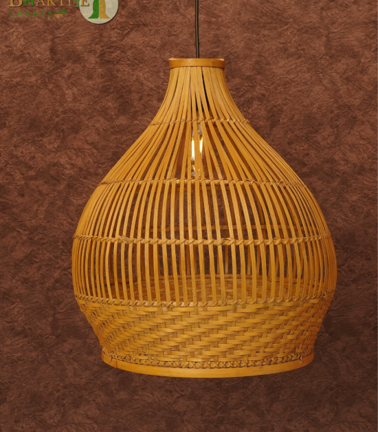 Bhartiye crafts Handwoven Bamboo Pendant Lamp | Handmade Tripura Artisans Hanging Light