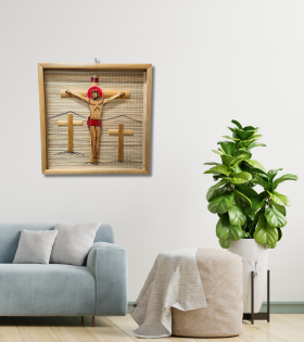 Bamboo Photo Frame Medium | Handmade Catholic Christian Cross of Jesus Christ Statue (#BP0058-001)