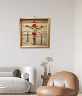 Bamboo Photo Frame Medium | Handmade Catholic Christian Cross of Jesus Christ Statue (#BP0058-001)