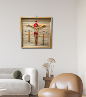 Bamboo Photo Frame Medium | Handmade Catholic Christian Cross of Jesus Christ Statue (#BP0058-001)