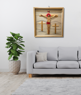 Bamboo Photo Frame Medium | Handmade Catholic Christian Cross of Jesus Christ Statue (#BP0058-001)