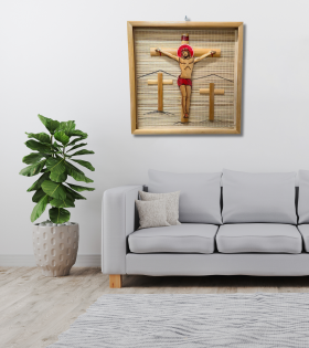 Bamboo Photo Frame Medium | Handmade Catholic Christian Cross of Jesus Christ Statue (#BP0058-001)