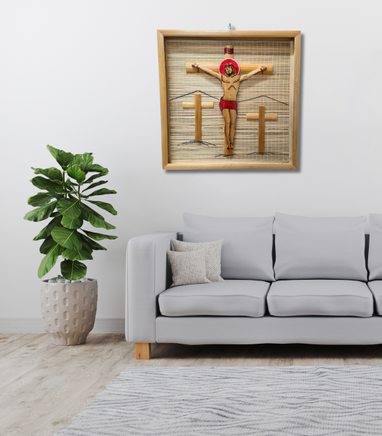 Bamboo Photo Frame Medium | Handmade Catholic Christian Cross of Jesus Christ Statue (#BP0058-001)
