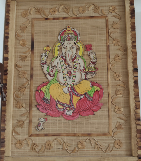 Handcrafted Bamboo Wall Art – Lord Ganesha (24 x 32 Inch) (#BP0010)