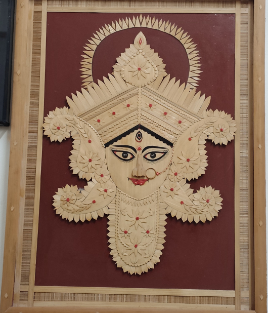 Handcrafted Bamboo Wall Art – Goddess Durga Face (#BP0009) 18x24 inch