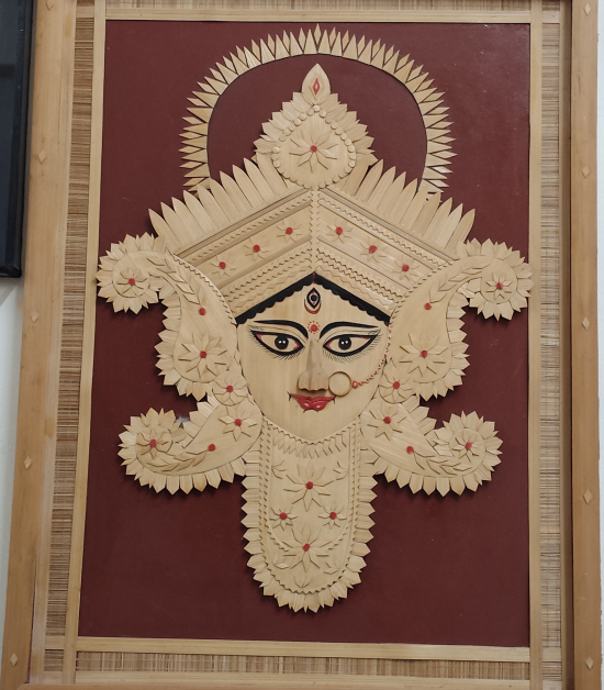 Handcrafted Bamboo Wall Art – Goddess Durga Face (#BP0009) 18x24 inch