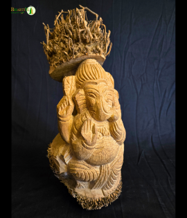 Bamboo Root Ganesh Idol | Handmade Eco-Friendly Lord Ganesha Statue (#BP0002-00-00)