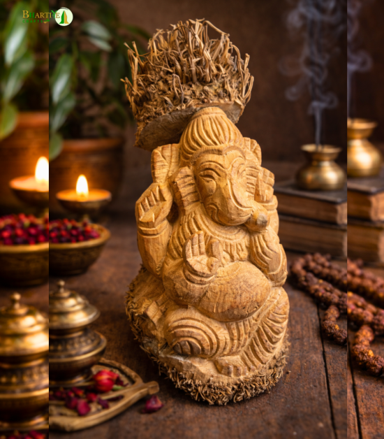 Bamboo Root Ganesh Idol | Handmade Eco-Friendly Lord Ganesha Statue (#BP0002-00-00)