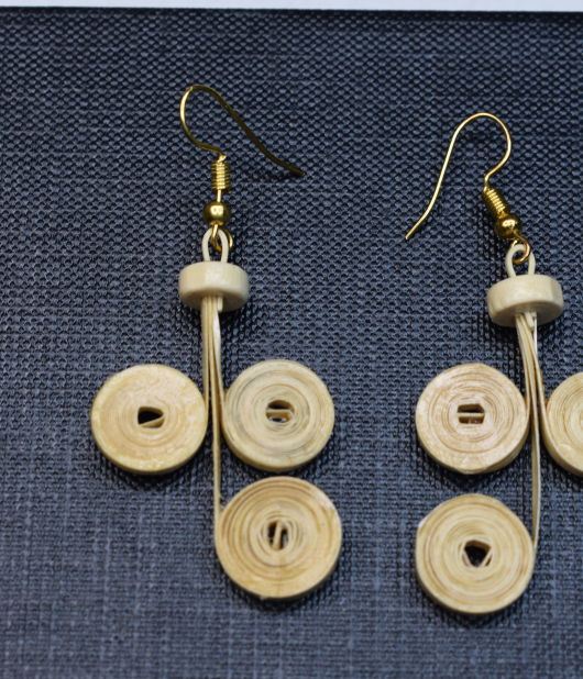 Handwoven Bamboo Rustic Spiral Earrings from Tripura (Agartala) – Sustainable Bhartiye Artisan Jewelry (WA0006)
