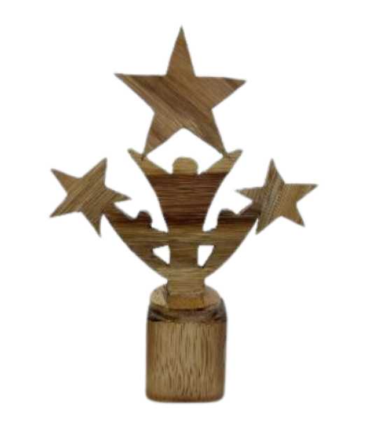 Three star bamboo trophy