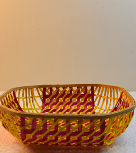 Bamboo Ultamuri Colour Round Basket/Tokri - 12 Inch (#EFBH0096-02)