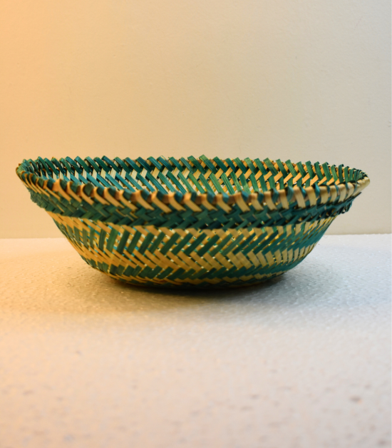 Bamboo Ultamuri Colour Round Basket/Tokri - 12 Inch (#EFBH0096-02)