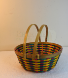 Bamboo Designer Round Basket/Tokri With Handle - 10 Inch (#EFBH0112-01)