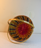 Bamboo Designer Round Basket/Tokri With Handle - 10 Inch (#EFBH0112-01)