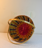 Bamboo Designer Round Basket/Tokri With Handle - 10 Inch (#EFBH0112-01)