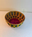 Bamboo Designer Round Basket/Tokri With Handle - 10 Inch (#EFBH0112-01)