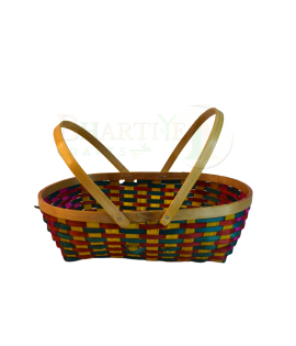 Set Of 5 Bamboo Oval Shaped Basket/Tokri With Double Handle -Size:- 6*10 inch, 8*12 inch, 10*14 inch, 11*16 inch, 12*18 inch (#EFBH0075-00)