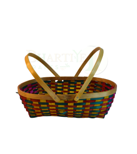 Set Of 5 Bamboo Oval Shaped Basket/Tokri With Double Handle -Size:- 6*10 inch, 8*12 inch, 10*14 inch, 11*16 inch, 12*18 inch (#EFBH0075-00)