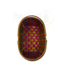 Set Of 5 Bamboo Oval Shaped Basket/Tokri With Double Handle -Size:- 6*10 inch, 8*12 inch, 10*14 inch, 11*16 inch, 12*18 inch (#EFBH0075-00)