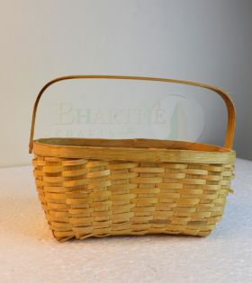 Rectangular Bamboo Basket/Tokri with Single Handle - 8*4*4 Inch (#EFBH0119-00)