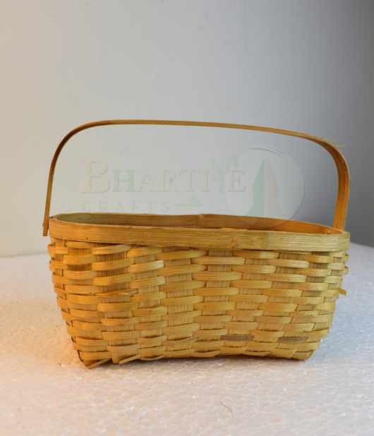 Rectangular Bamboo Basket/Tokri with Single Handle - 8*4*4 Inch (#EFBH0119-00)