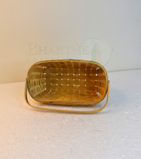 Rectangular Bamboo Basket/Tokri with Single Handle - 8*4*4 Inch (#EFBH0119-00)