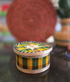 Bamboo Jewellery Organiser Multicolour Basket/Tokri - 6*4 Inch (#EFBH0018-04)