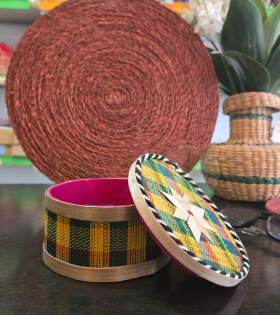 Bamboo Jewellery Organiser Multicolour Basket/Tokri - 6*4 Inch (#EFBH0018-04)