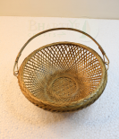 Flower Design Bamboo Basket/Tokri with Handle - 8 Inch (#BH0017)