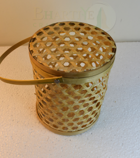 Handcrafted Bamboo Utility Basket/Tokri with Handle - 7*8 Inch (#EFBH0002-00)