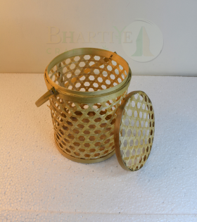 Handcrafted Bamboo Utility Basket/Tokri with Handle - 7*8 Inch (#EFBH0002-00)