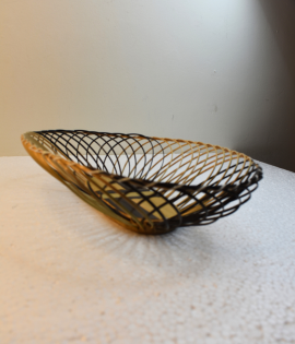 Handwoven Oval Shaped Bamboo Basket/Tokri - 11.5*9.5 Inch (#EFBH0151-00)