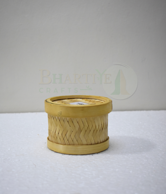 Mini Round Bamboo Storage Box - 4*3 Inch (#EFBH0014-00)