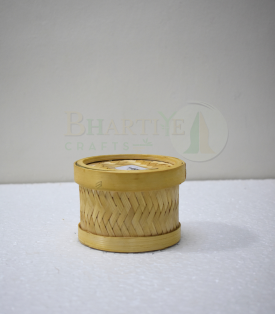 Mini Round Bamboo Storage Box - 4*3 Inch (#EFBH0014-00)